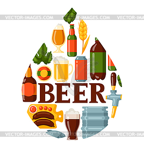 Background design with beer icons and objects - royalty-free vector clipart