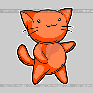 Cute kawaii red cat. Sticker for fun - vector clipart