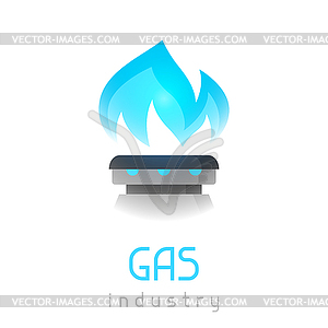 Blue gas flame on stove. Industrial - vector image
