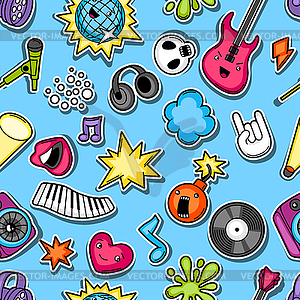 Music party kawaii seamless pattern. Musical - vector clipart