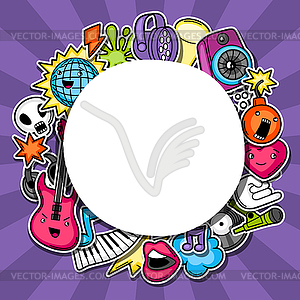 Music party kawaii background. Musical - vector image