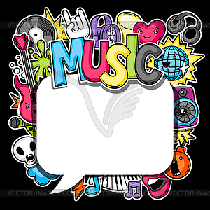 Music party kawaii background. Musical - vector clipart