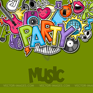 Music party kawaii background. Musical - vector clip art