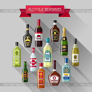 Alcohol drinks background design. Bottles for - vector clipart