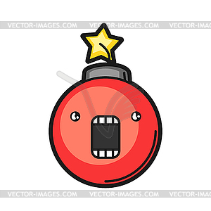 Red bomb. Icon - vector image