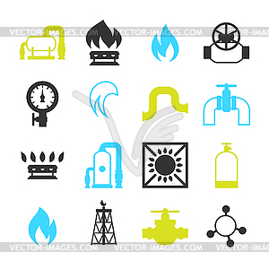 Natural gas production, injection and storage. Set - vector clip art