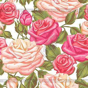 Seamless pattern with vintage roses. Decorative - vector image