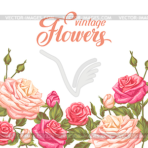 Invitation card with vintage roses. Decorative retr - vector clip art