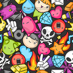 Game kawaii seamless pattern. Cute gaming design - vector image