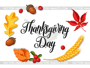 Thanksgiving Day greeting card. Background with - color vector clipart