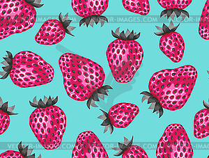 Abstract seamless pattern with strawberries in pop - vector image