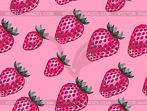 Abstract seamless pattern with strawberries in pop - vector clipart