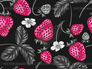 Abstract seamless pattern with strawberries in pop - vector image