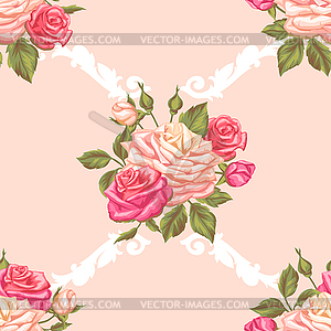 Seamless pattern with vintage roses. Decorative - royalty-free vector image