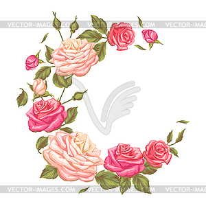 Frame with vintage roses. Decorative retro - vector clipart