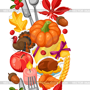 Thanksgiving Day seamless pattern. Ornament with - vector image