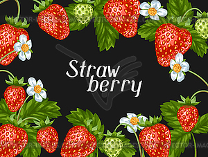 Frame with red strawberries. Decorative berries - vector clipart