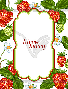 Рама с красными ягодами клубники. Декоративные ягоды - изображение в векторном виде
