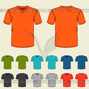 Set of colored t-shirts templates for men - vector image