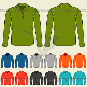 Set of colored polo t-shirts templates for men - vector clipart