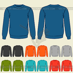 Set of colored sweatshirts templates for men - color vector clipart