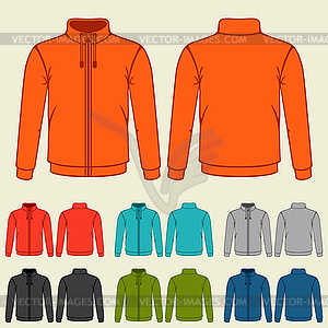 Set of colored sports jackets templates for men - vector image