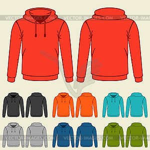 Set of colored hoodies templates for men - vector image