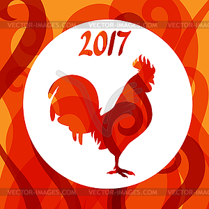 Greeting card with rooster symbol of 2017 by Chines - vector clipart