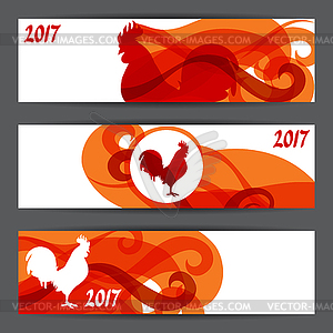 Banners with rooster symbol of 2017 by Chinese - vector EPS clipart