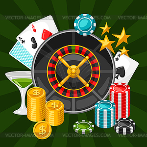 Casino gambling background or flyer with game - vector image