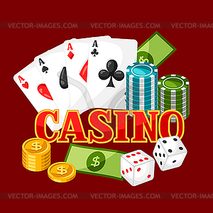 Казино азартные игры фона или листовку с игрой - изображение в векторе / векторный клипарт