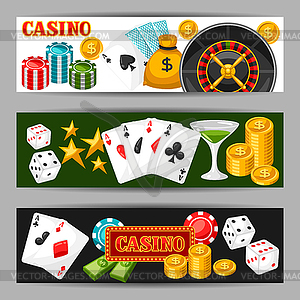 Casino gambling banners or flyers with game objects - vector clipart