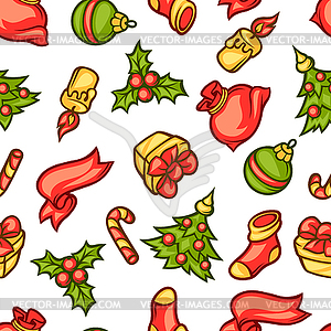 Merry Christmas seamless pattern with holiday - vector image