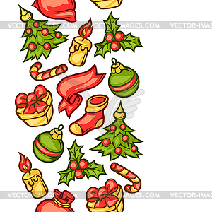 Merry Christmas seamless pattern with holiday - vector clipart