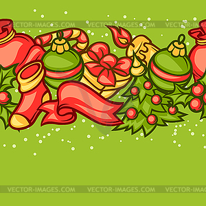 Merry Christmas seamless pattern with holiday - vector image