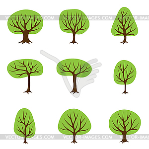 Набор абстрактных стилизованных деревьев. натуральный - стоковый векторный клипарт