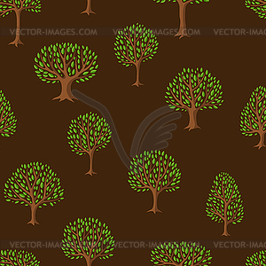 Seamless pattern with abstract stylized trees. - vector clip art