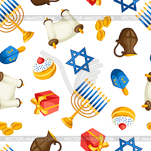 Jewish Hanukkah celebration seamless pattern with - vector clipart