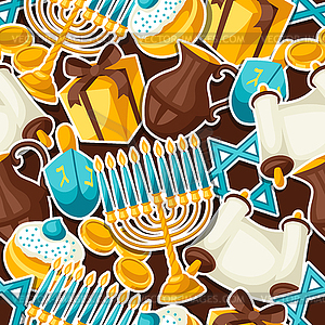 Jewish Hanukkah celebration seamless pattern with - vector clip art