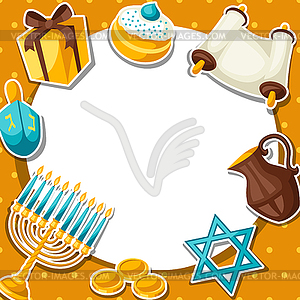 Еврейский праздник Ханука карта с праздником - клипарт в векторе / векторное изображение