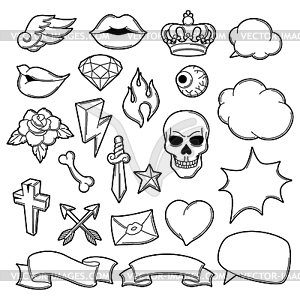 A Set Of Isolated Old School Tattoo Emblems On A White Background Royalty  Free SVG, Cliparts, Vectors, and Stock Illustration. Image 89110634.