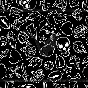 Seamless pattern with retro tattoo symbols. - vector image