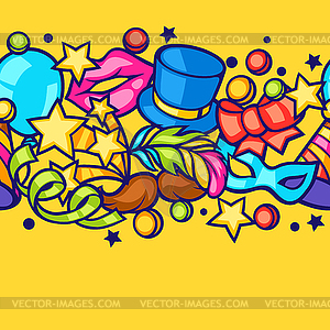 Celebration seamless pattern with carnival icons an - vector image