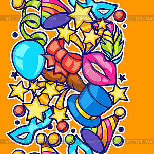 Celebration seamless pattern with carnival icons an - vector clipart