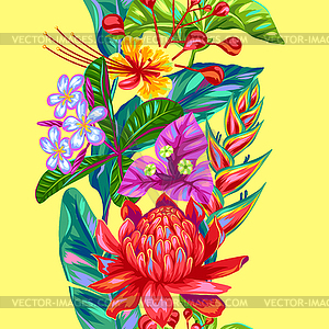 Seamless pattern with Thailand flowers. Tropical - vector clipart