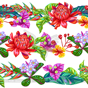 Seamless pattern with Thailand flowers. Tropical - color vector clipart