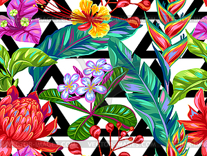 Seamless pattern with Thailand flowers. Tropical - vector clip art