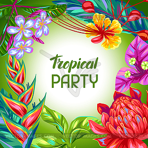 Background with Thailand flowers. Tropical - vector image