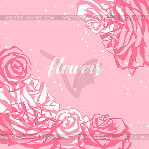 Card template with pink roses. Image for wedding - vector clip art