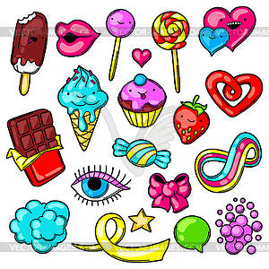 Set of kawaii sweets and candies. Crazy - vector image